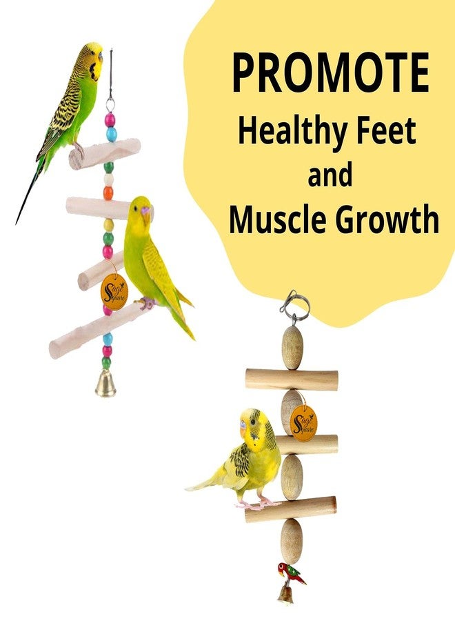 سايج سكوير مجموعة ألعاب طيور خشبية مربعة من سيج | وعاء طعام للطيور، لعبة معلقة في القفص | مناسبة للببغاء الأسترالي، الكوكاتيل، الببغاء الصغير، الكونيور، المكاو، الببغاء - Image 4